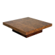 XL square coffee table by Turri in burl wood