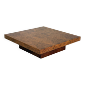 XL square coffee table by Turri in burl wood