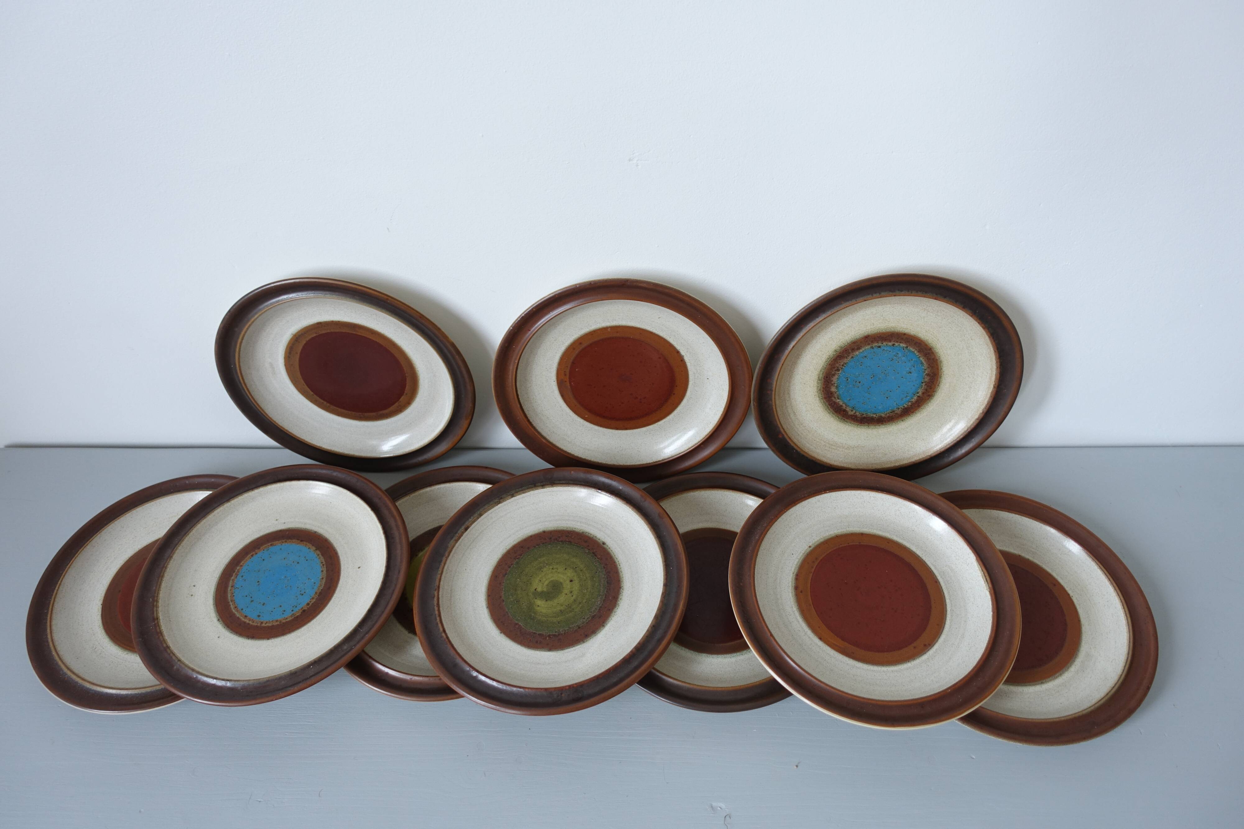 10 dessert plates in Denby enamelled stoneware made in England