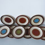 10 dessert plates in Denby enamelled stoneware made in England