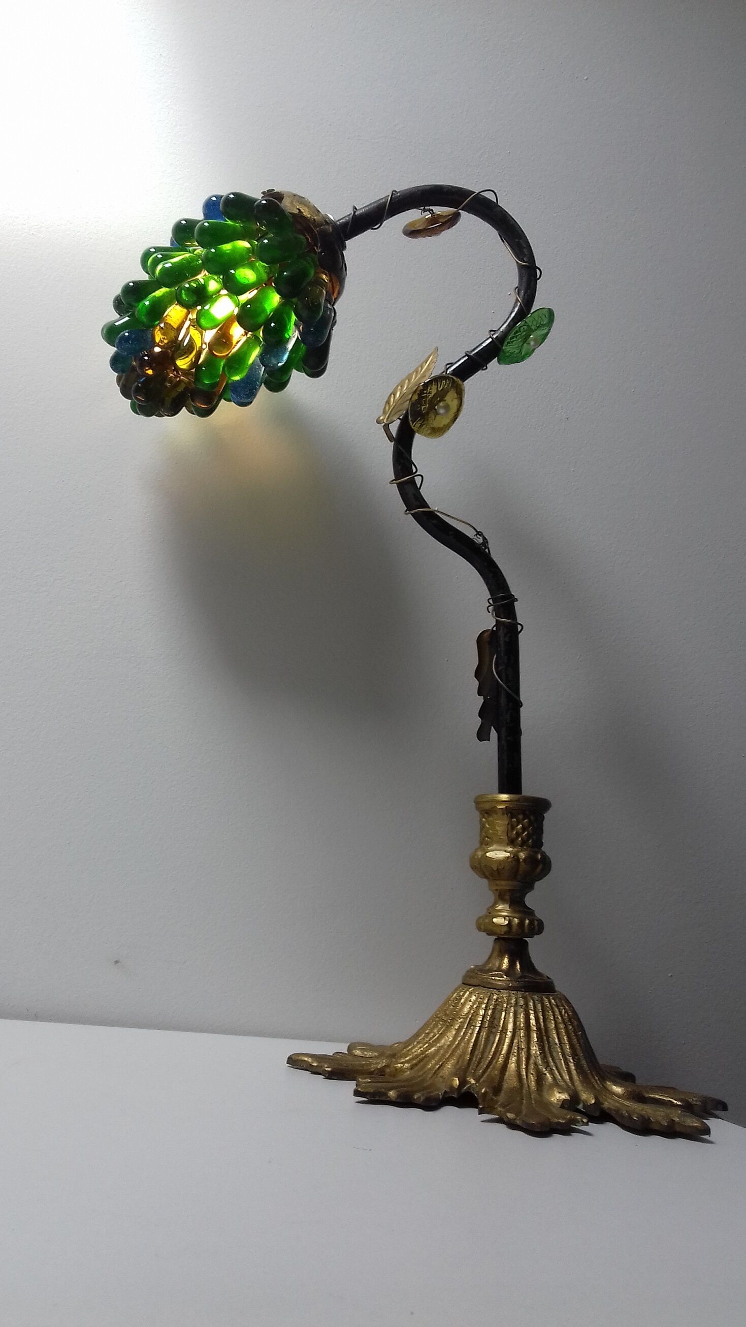 Lampe art deco grappe de raisin verre de Murano