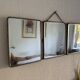 Miroir vintage 1900 triptyque barbier biseauté simili cuir matelassé - 27 x