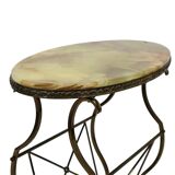 Vintage classic side table oval side table onyx marble brass sixties 64cm