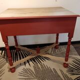Side table or console with wood and terracotta drawer