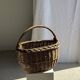 Large antique woven wicker basket with handle H45 L43 D25