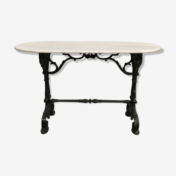 Cast Iron & Carrera Marble Bistro table