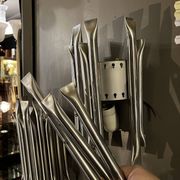 Raak 'concorde' pair of wall lights, 'organ tube' type in brushed aluminium, ca 1970