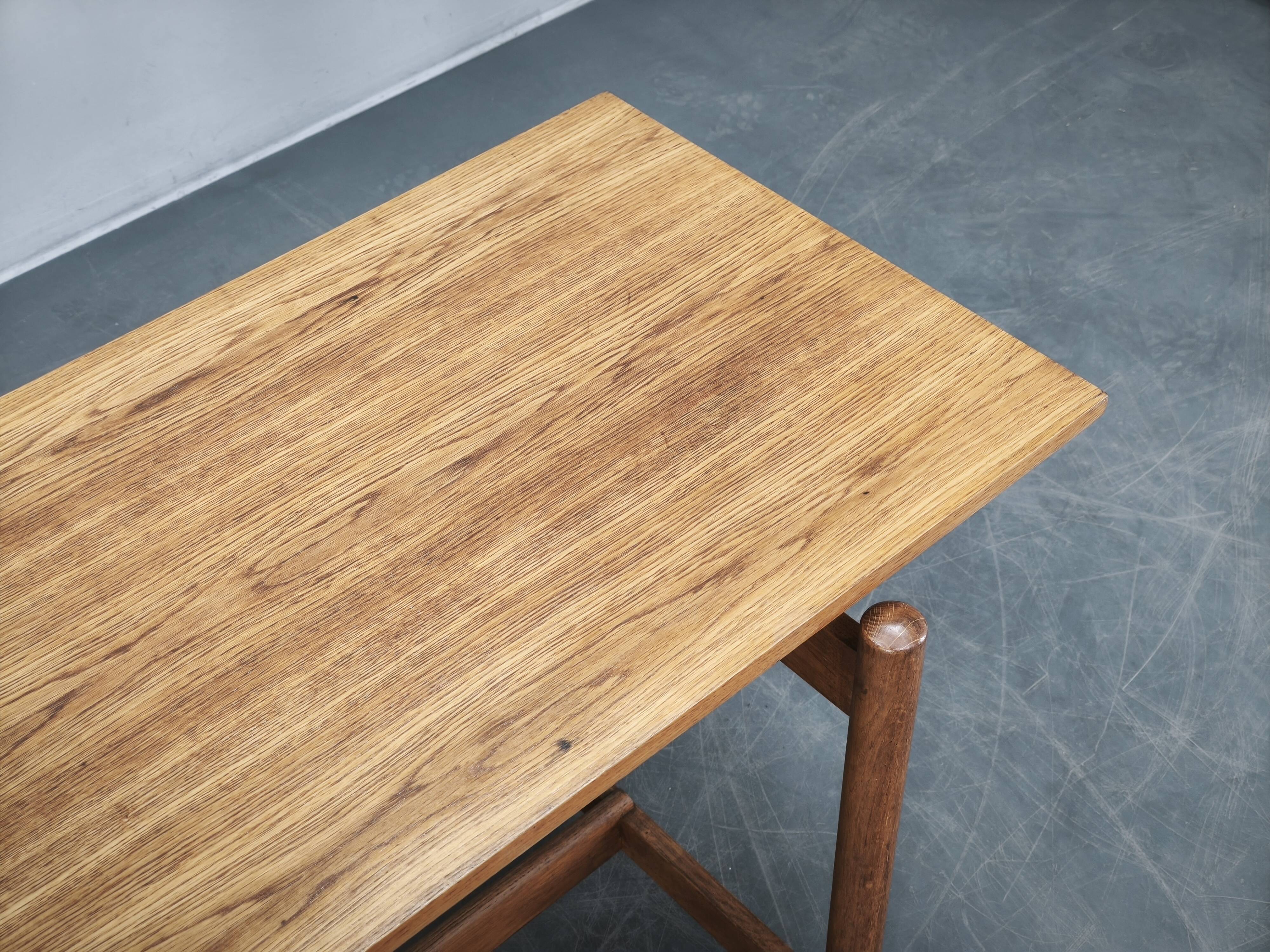 1960s Czech Coffee Table in Solid Oak by Krásná Jizba