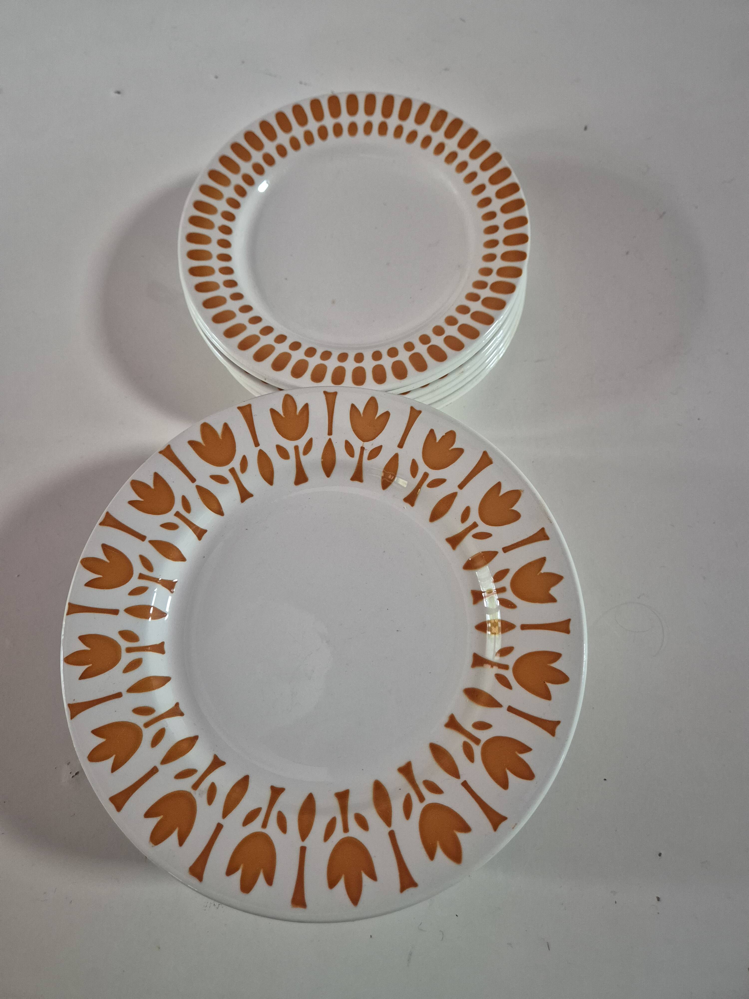 Set of 17 vintage Sarreguemines plates – Capri Ligoin model – orange