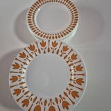 Set of 17 vintage Sarreguemines plates – Capri Ligoin model – orange