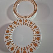 Set of 17 vintage Sarreguemines plates – Capri Ligoin model – orange