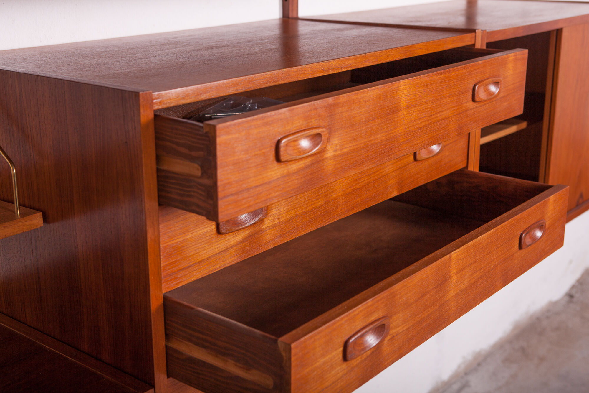 Mid century danish teak modular wall unit, 1960s