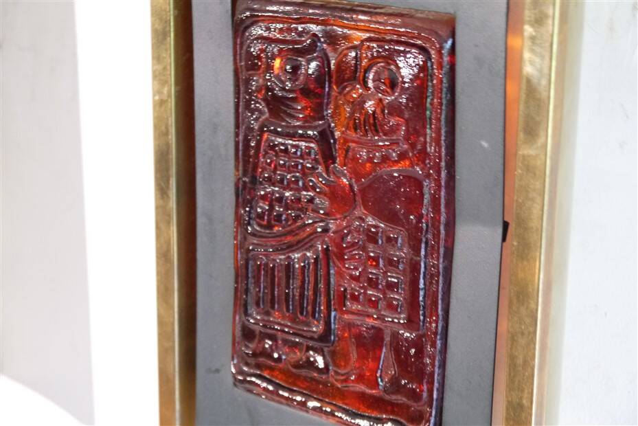 Pair of Scandinavian brass and glass wall lights by Erik Hoglund