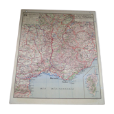 Vidal Wall School Map No.64 French Alps Mediterranean Region Corsica