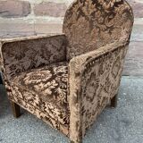 Pair of 1930 vintage art deco club armchairs in velvet