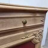 Louis XV buffet in oak & leather - Sandblasted