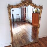 Large gilded mirror louis XV rockery  142x99cm