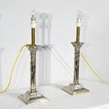 Paire de Flambeaux Électrifiés en Métal Argenté – Milieu XIXe