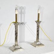 Paire de Flambeaux Électrifiés en Métal Argenté – Milieu XIXe