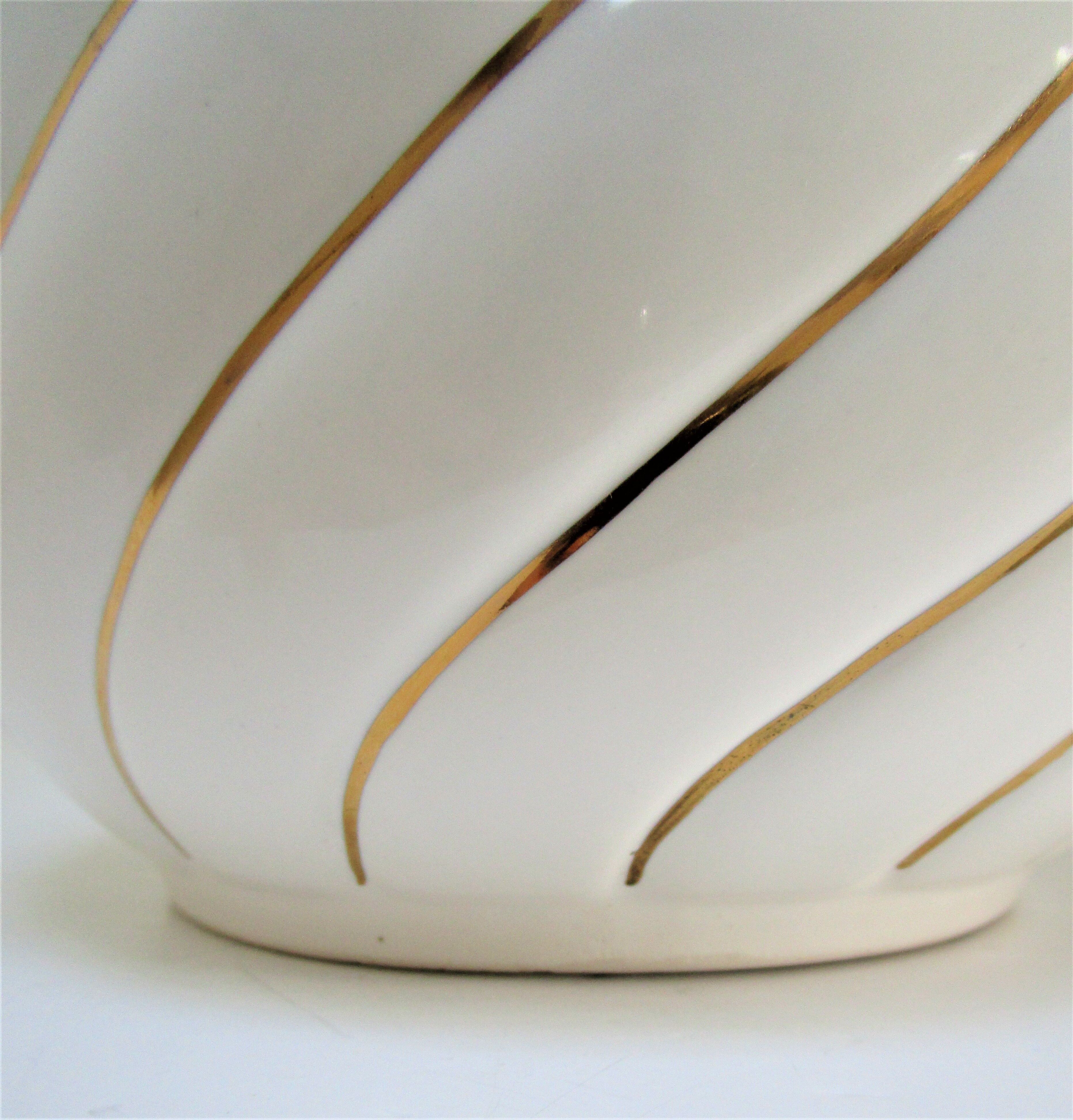 Ceramic lamp foot white and gold Italian design 80s