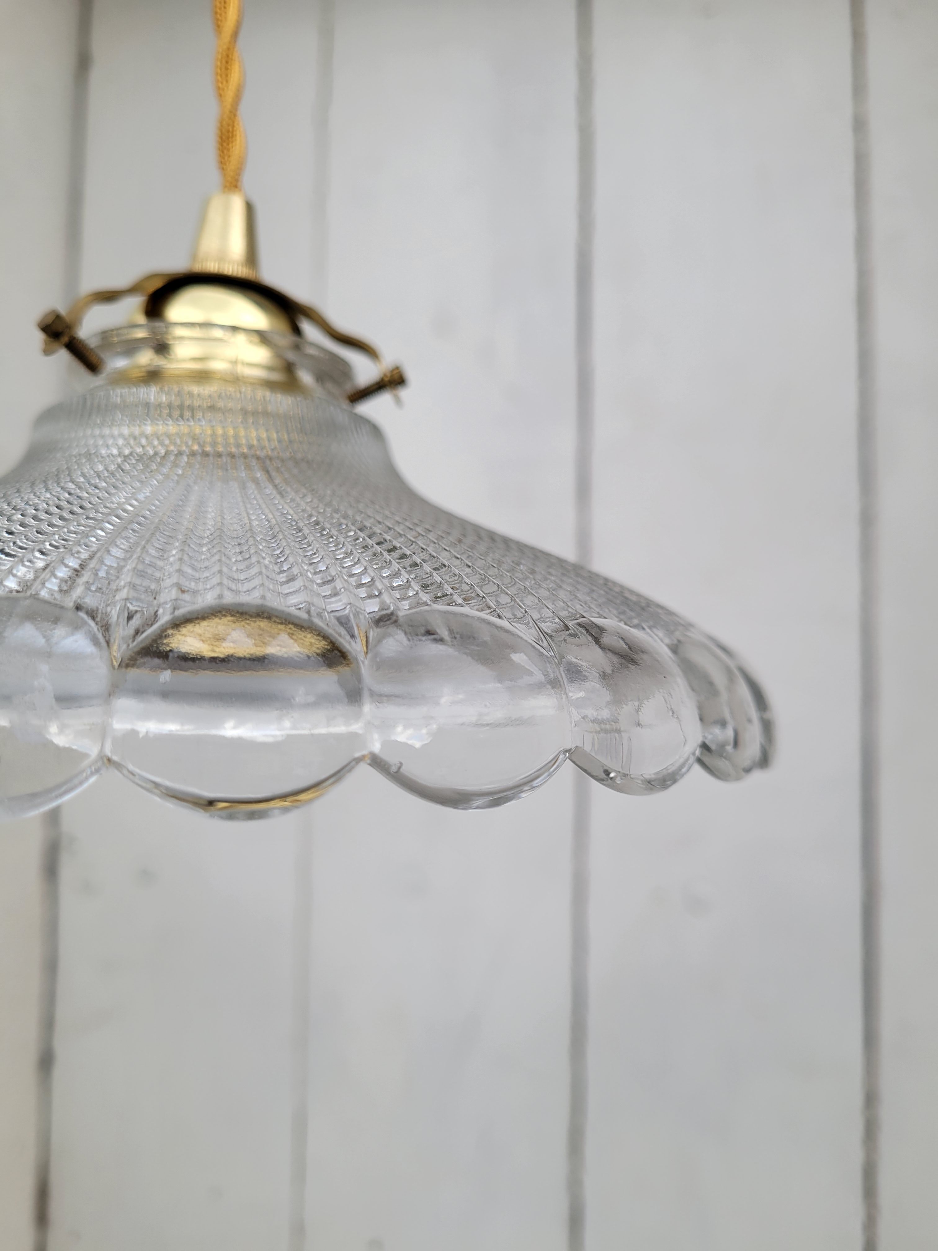 Holophane glass pendant lamp