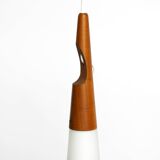 Rare Uno & Östen Kristiansson pendant lamp in opal glass and teak | Made by