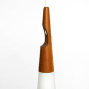 Rare Uno & Östen Kristiansson pendant lamp in opal glass and teak | Made by