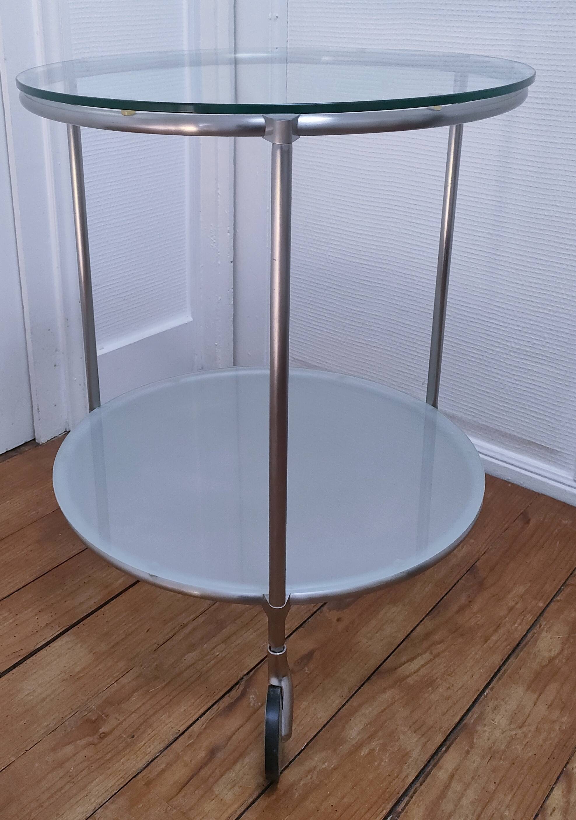 "Strind" side table glass metal Ehlen Johansson design