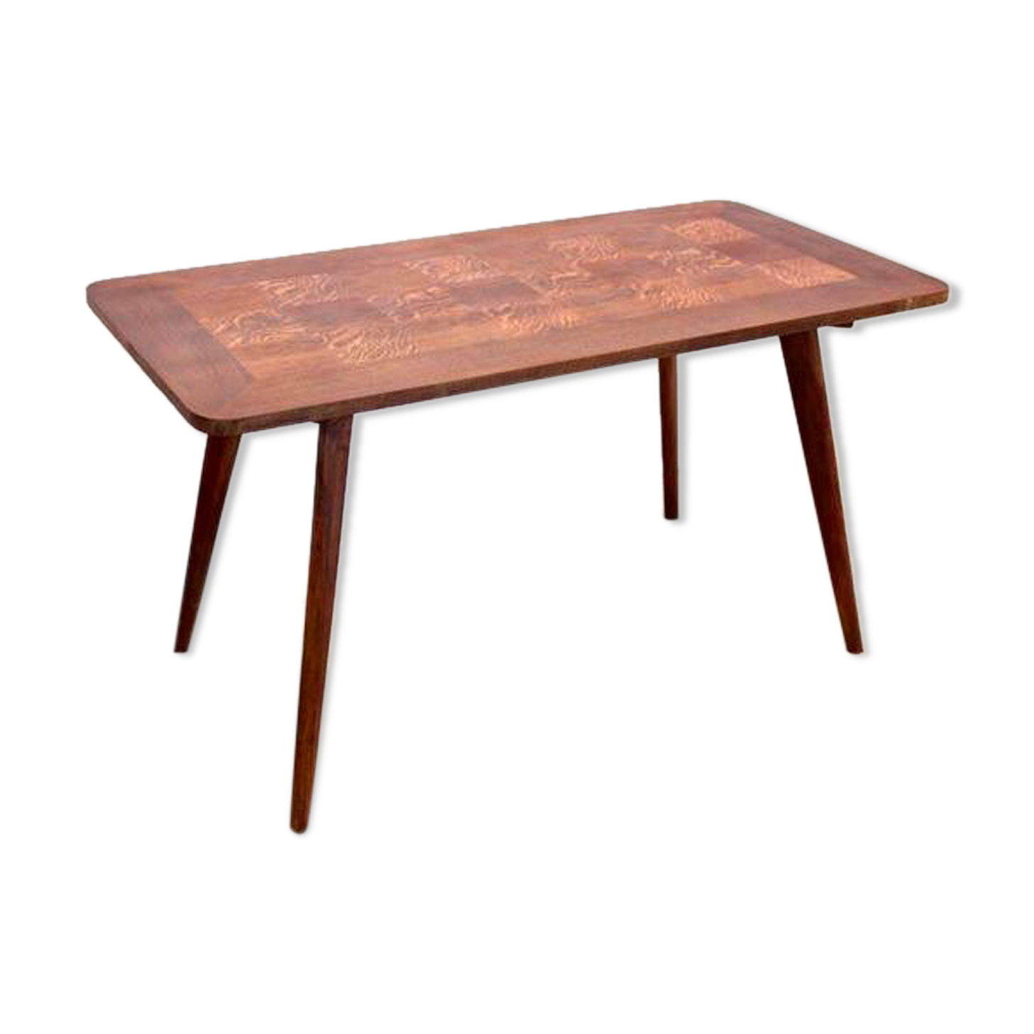 Oak wood coffee table with veneer inlay, 1960