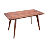 Table basse en bois de chêne avec incrustation de placage, 1960