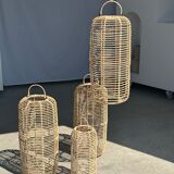 Large lantern-shaped rattan pendant lamp H50 D24