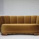 1960s, 2-seater Danish "Banan" sofa, original olive/green furniture velour.