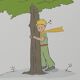 Antoine de Saint-Exupéry: Ecology, The Little Prince watches over the trees, lithograph