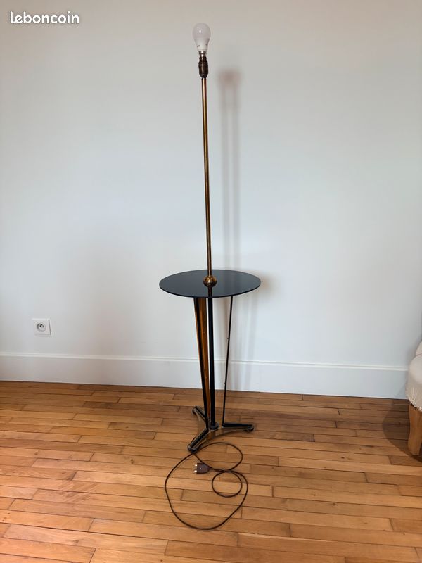 Art Deco lamp brass and black glass 260415