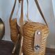 2 petit paniers en rotin et cuir