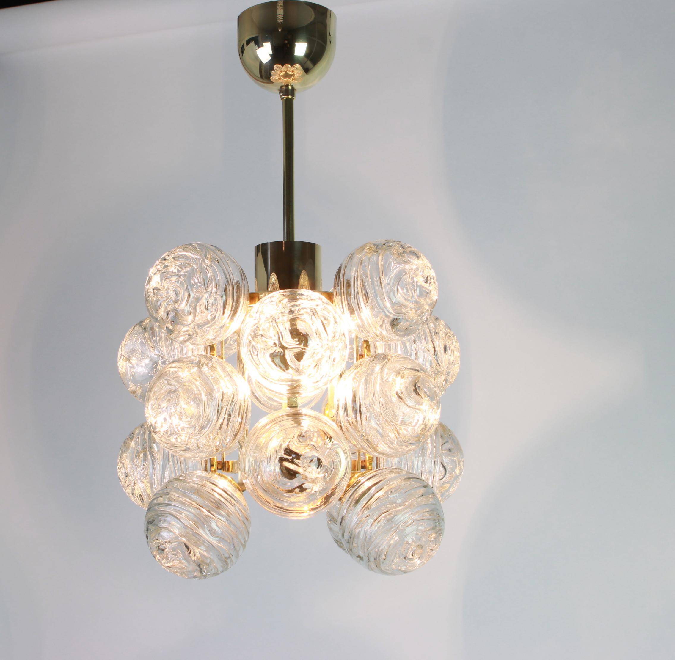 1 of 3 Small Spectacular Sputnik Suspension with Snowballs Doria, Germany, 1970s