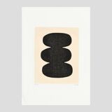 Collection of 4 black paintings on paper signed eawy.