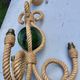 Audoux & Minet - vintage cord chandelier with 3 lights - France circa 1950
