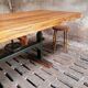 Industrial dining table oak on a workbench frame