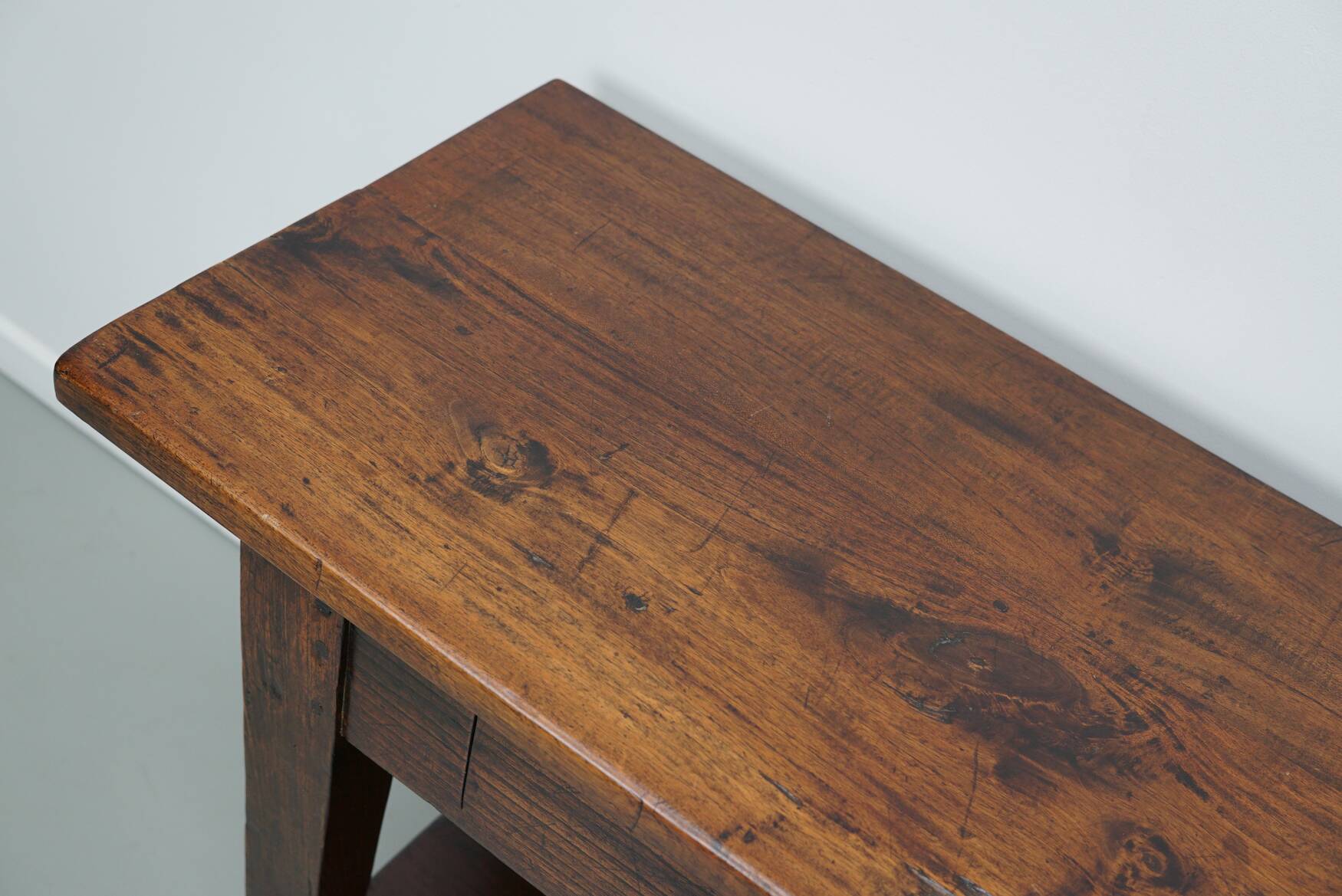 Table d'appoint rustique de style colonial néerlandais antique en teck/chêne