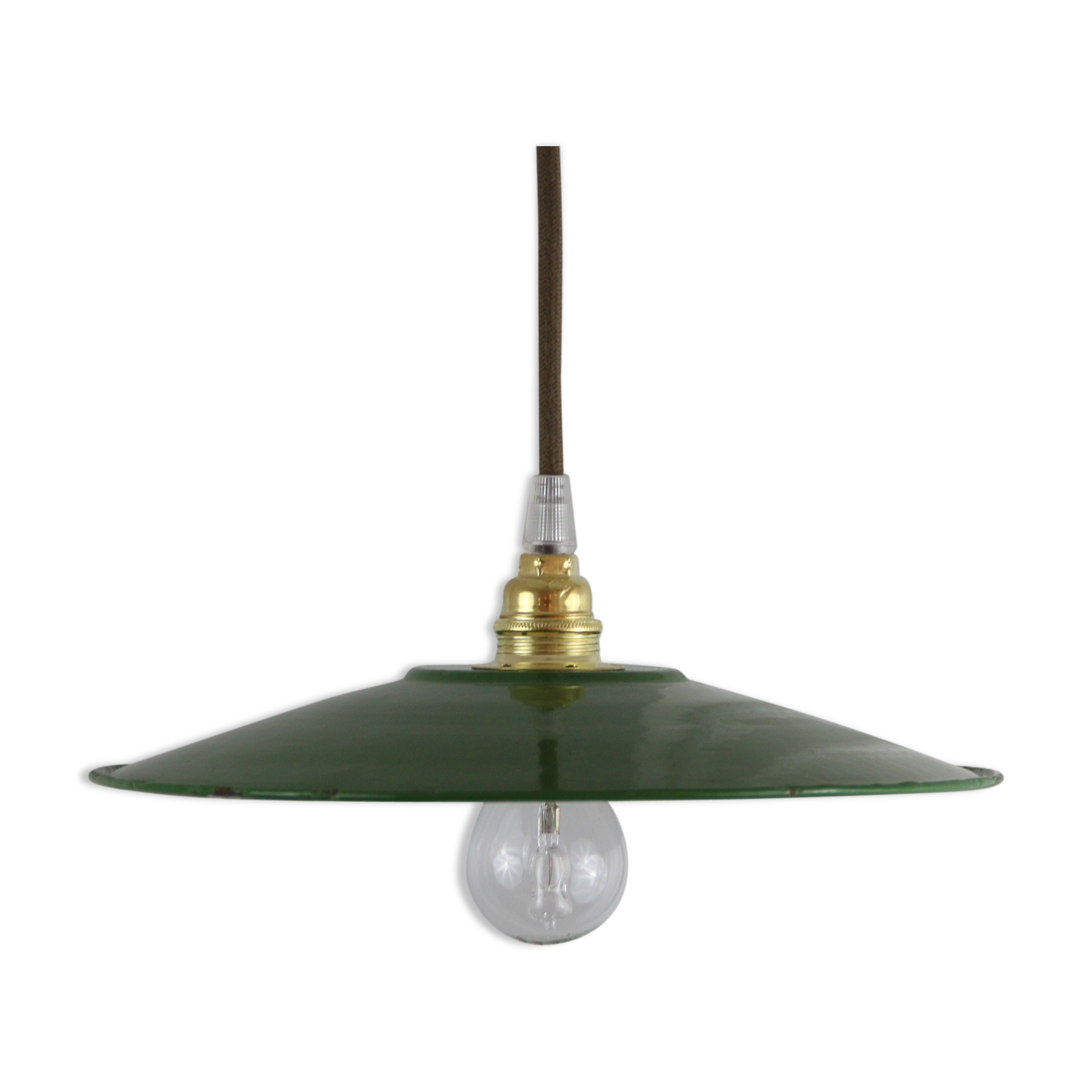Hanging old enameled sheet metal flat green, industrial, factory