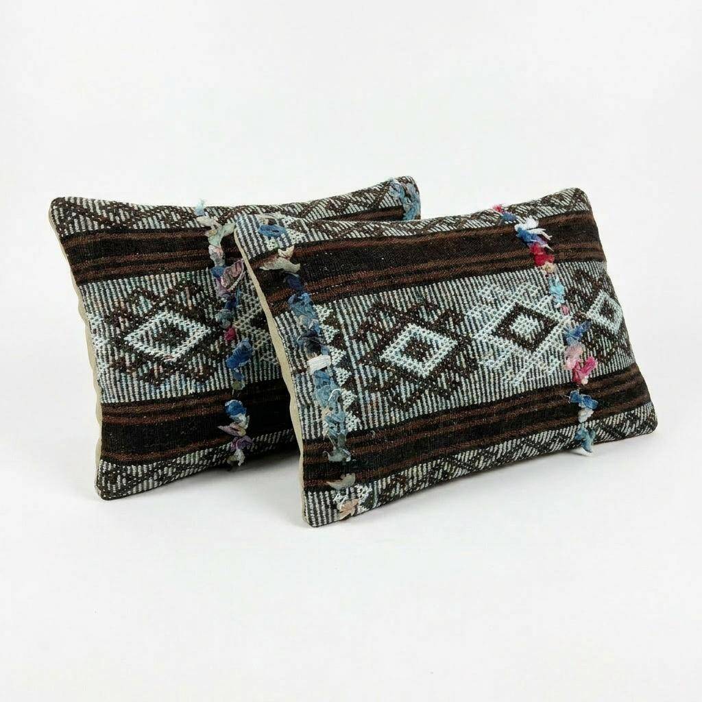 Lot de 2 housses de coussin kilim vintage 36x51 cm