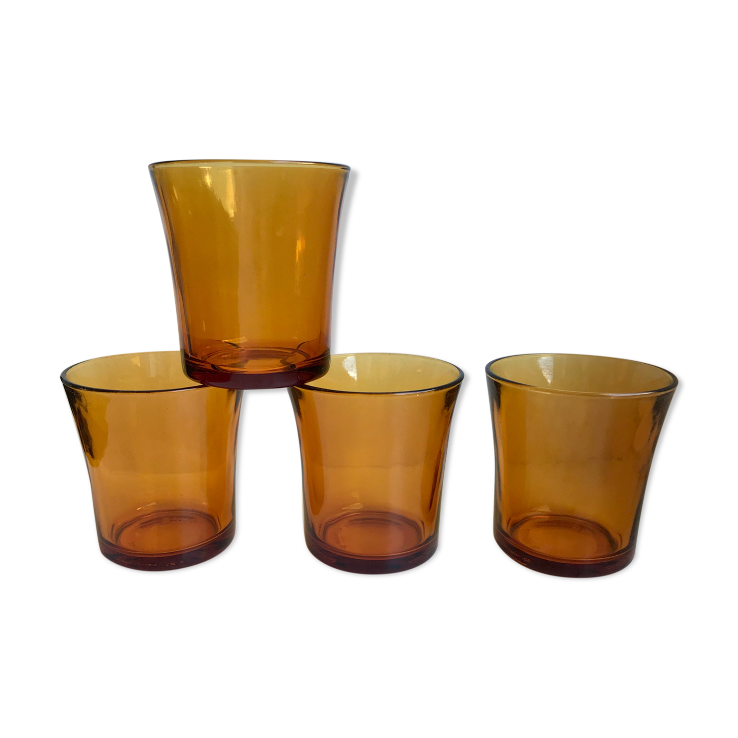 Set of 4 amber glasses 70s