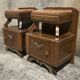 Pair of bedside tables, 1930s, 1940s, solid wood and marble