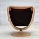 1980s, Scandinavian swivel armchair, furniture leather, bent wood.
