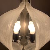 1960s Kaiser Leuchten Murano Frosted Glass and Chrome Ceiling Hanging Light