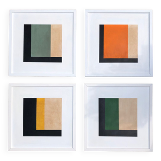 Set de 4 peintures abstraites