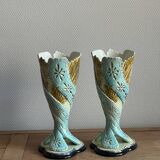 Paire de vases barbotine anciens