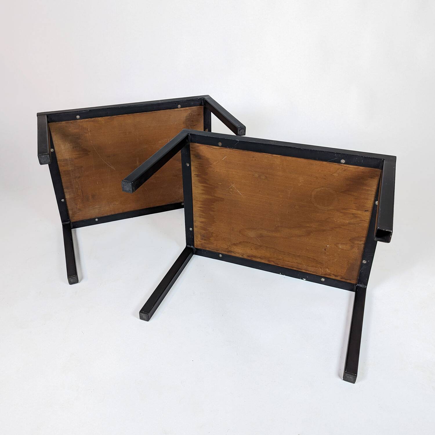 Three nesting tables in orange ceramic, attributed to Roger Capron, 1960