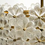 Very rare large heavy 1970s brass crystal glass flower ceiling lamp by Erns
